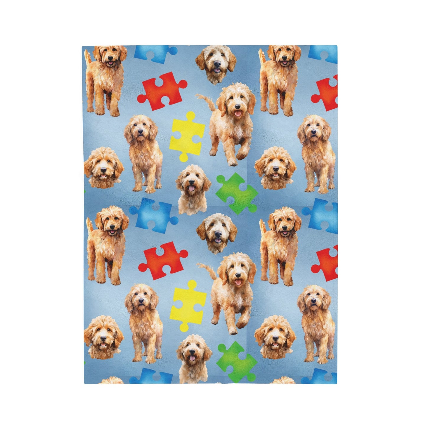 a pattern of dogs on a blue background
