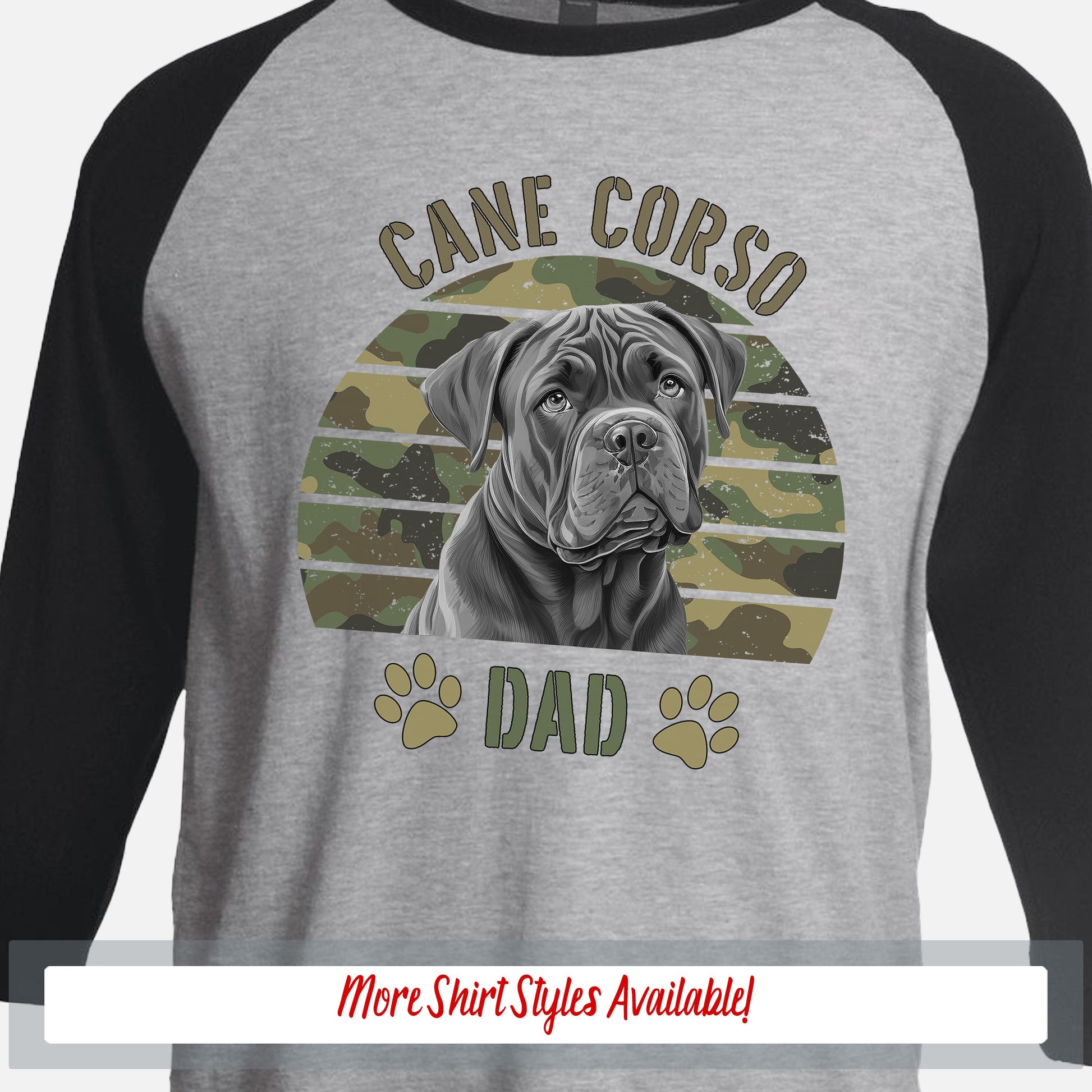 a gray and black shirt with a picture of a dog on it