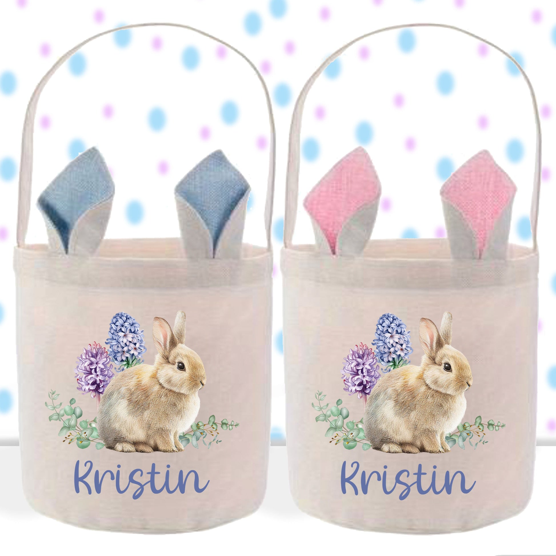 a couple of bags with rabbits on them
