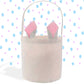 Girl's Easter Basket, Pink Bunny Ears, Custom Easter Gift Basket, Easter Basket, Personalized Name, Easter Bunny Bag, Linen Basket for Girls