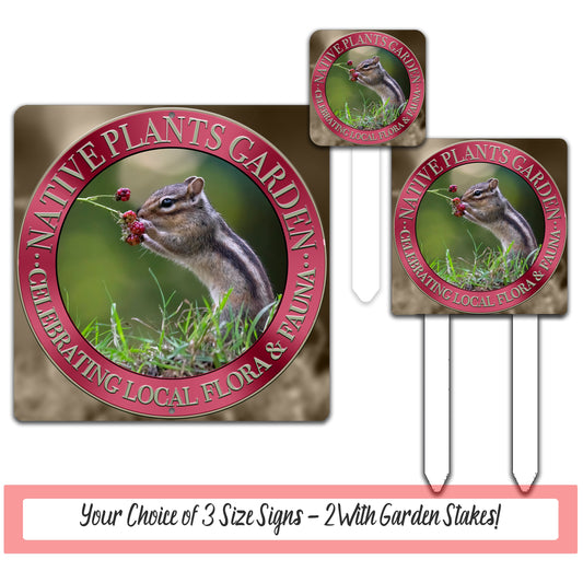 a set of three stickers with a picture of a chipmun eating a flower