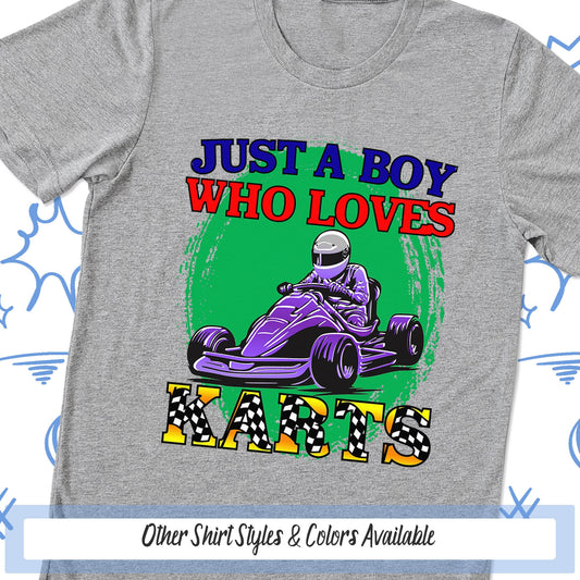 a gray t - shirt with a purple race car on it