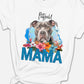a white t - shirt with a dog&#39;s face and name